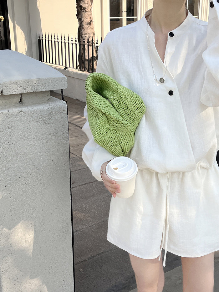 Chris Linen V-Neck Jumpsuit