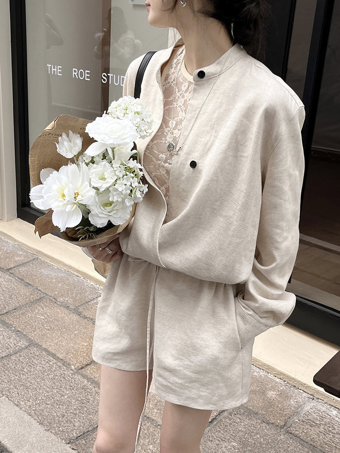 Chris Linen V-Neck Jumpsuit
