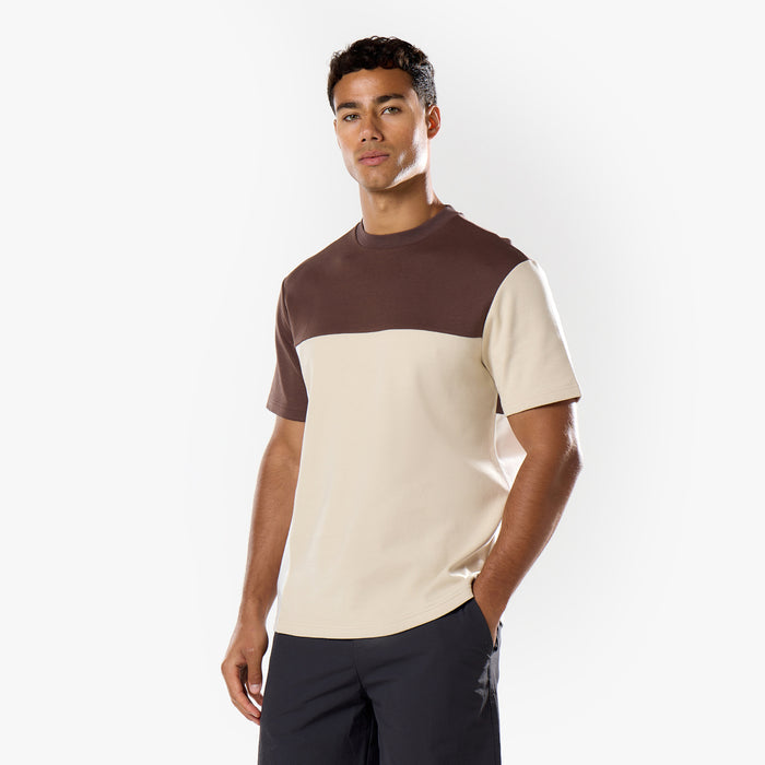 Colourblock T-Shirt | Brown/Oatmeal/White