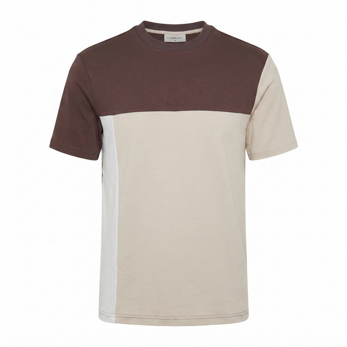 Colourblock T-Shirt | Brown/Oatmeal/White