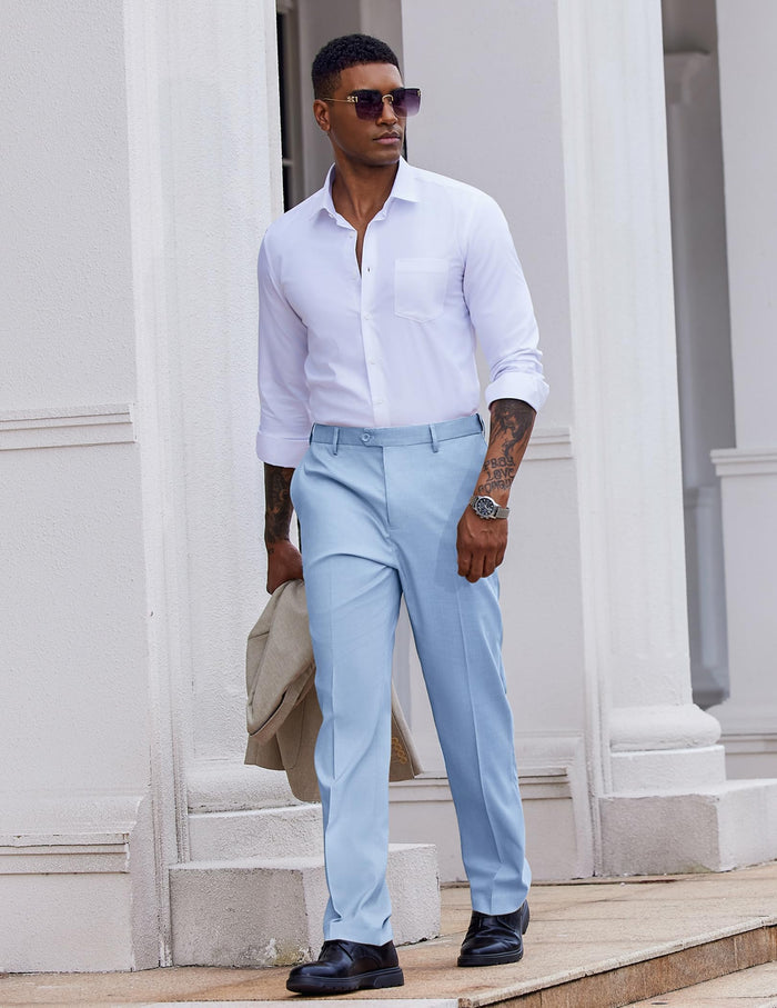 COOFANDY Men's Classic Dress Pants – Light Blue