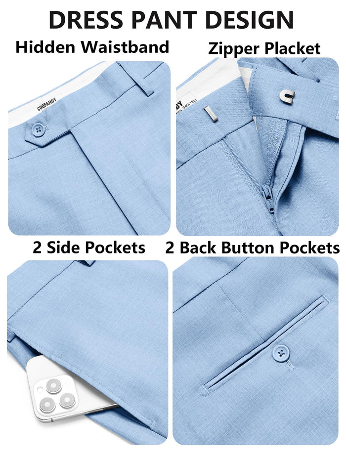 COOFANDY Men's Classic Dress Pants – Light Blue