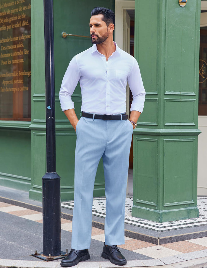 COOFANDY Men's Classic Dress Pants – Light Blue