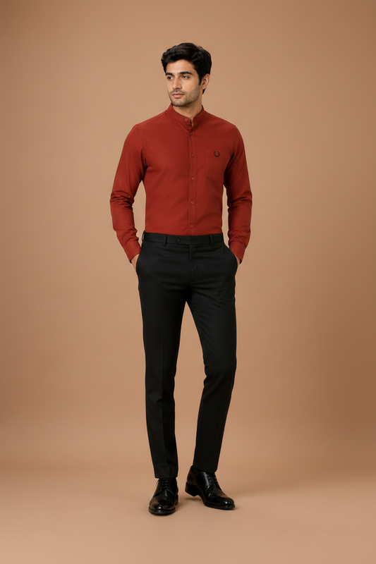 Cotton Mandarin Collar Formal Shirt for Men