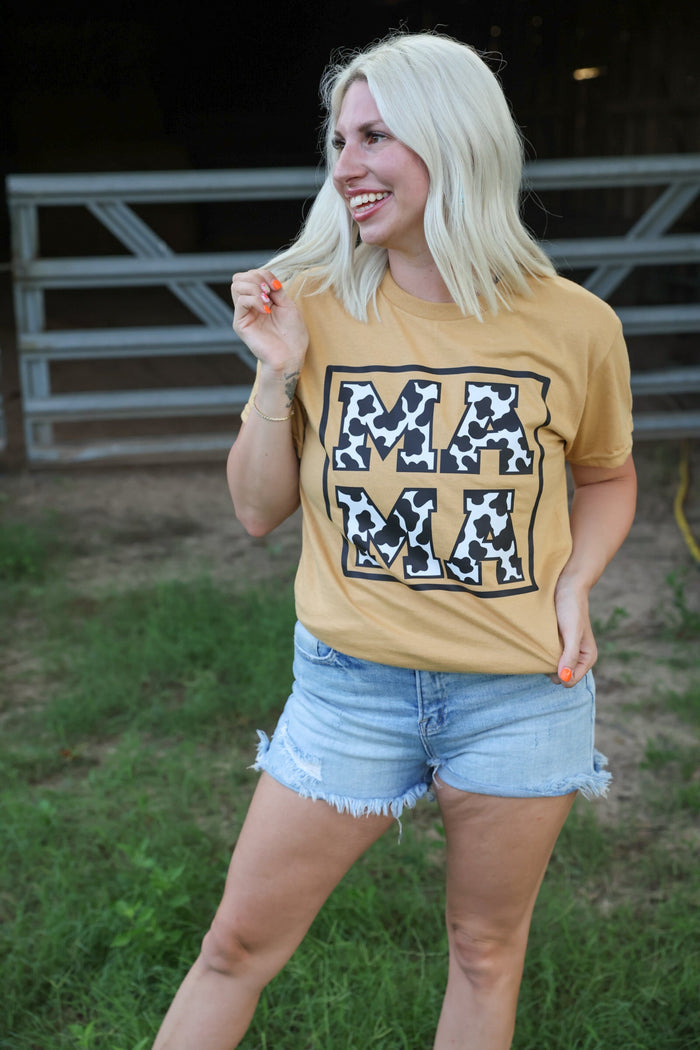 Cowprint Mama Square Graphic Tee