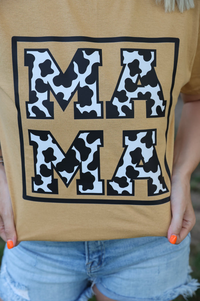 Cowprint Mama Square Graphic Tee