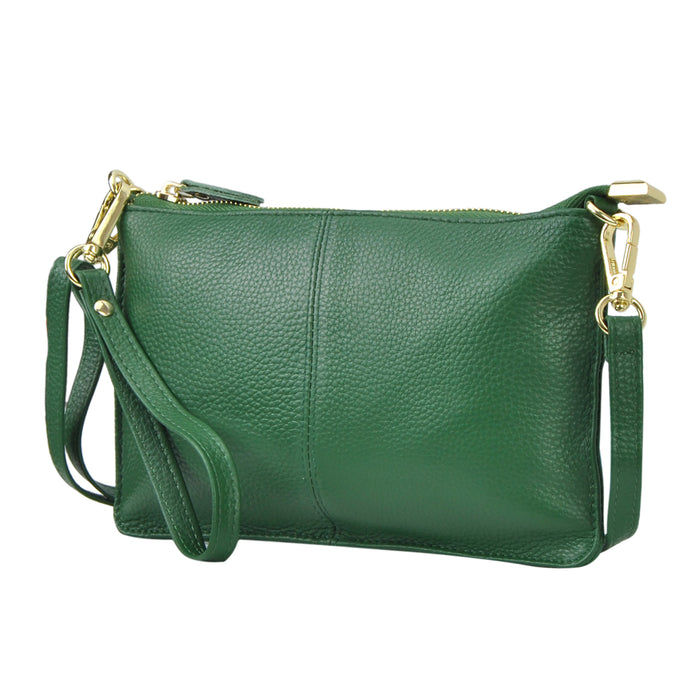 Dark Green NGIL Genuine Leather Wristlet Crossbody Bag