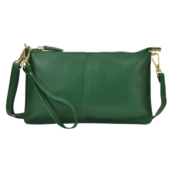 Dark Green NGIL Genuine Leather Wristlet Crossbody Bag