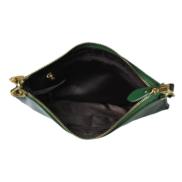 Dark Green NGIL Genuine Leather Wristlet Crossbody Bag
