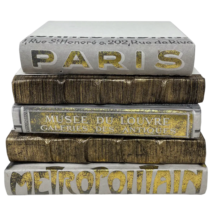 Decorative Paris Book Stack – Set of 5 Gilded Neutral Styling Books