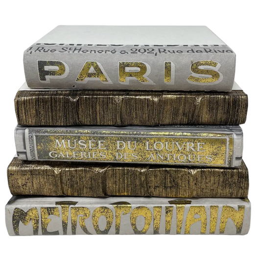 Decorative Paris Book Stack – Set of 5 Gilded Neutral Styling Books