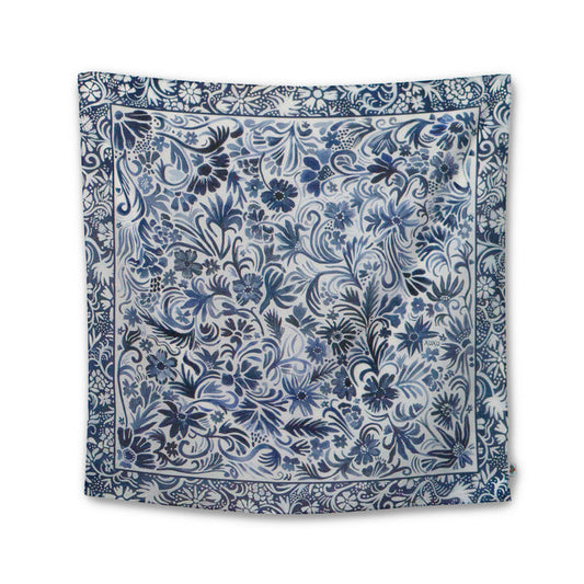 Denim Blue Flowers Shorty Scarf #5-25