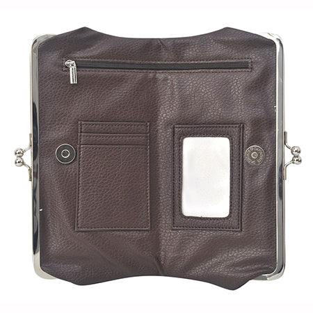 Double Frame Chocolate Brown NGIL Vintage Style Wallet