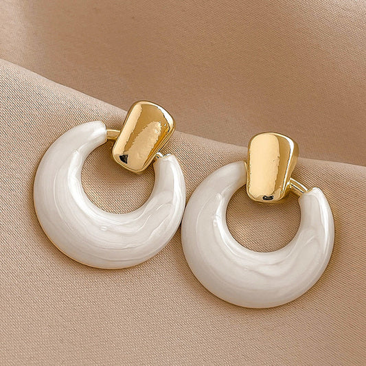 E1635 - Retro Geometric circle steel pin earrings