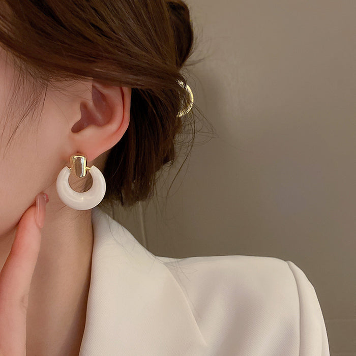 E1635 - Retro Geometric circle steel pin earrings