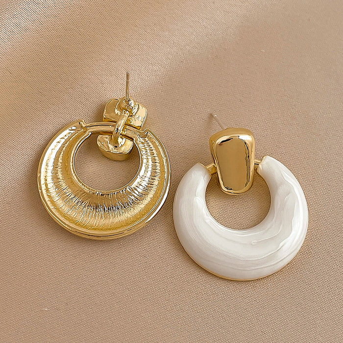 E1635 - Retro Geometric circle steel pin earrings