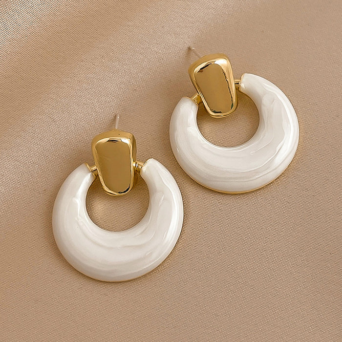 E1635 - Retro Geometric circle steel pin earrings