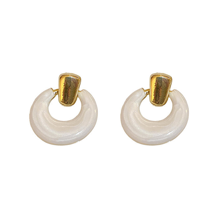 E1635 - Retro Geometric circle steel pin earrings