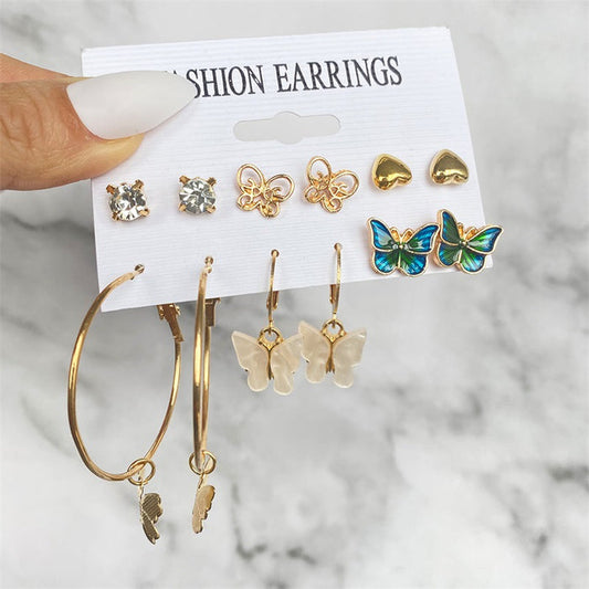 E1649 - Retro Geometric Fashion Earring Set