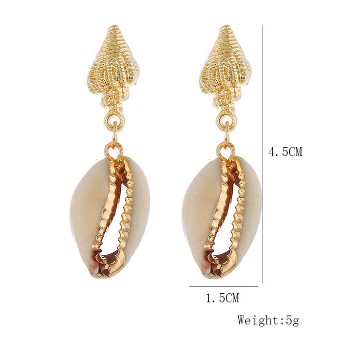 E1664 - Golden Conch Shell Earrings