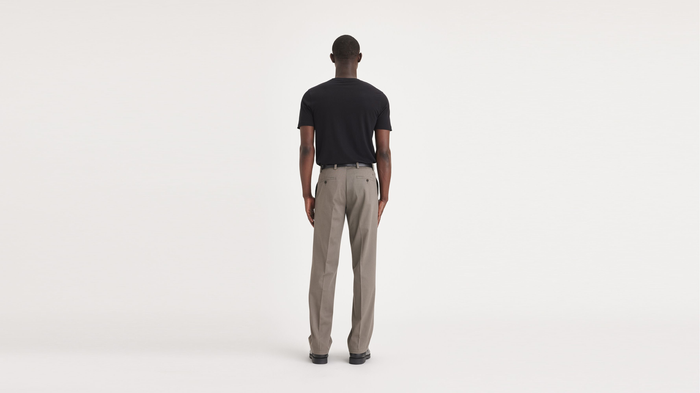 Back view of model wearing Burma Grey Easy Khakis, Classic Fit (Big and Tall).