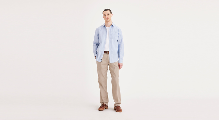 Front view of model wearing Cloud Easy Khakis, Pleated, Classic Fit (Big and Tall).