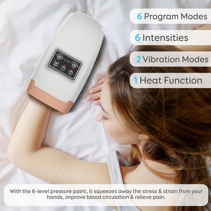 Electric Hand Massager Pain Relief 5 Modes Heat Function White