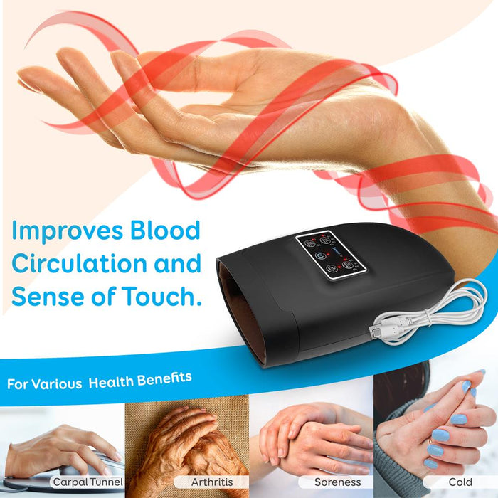 Electric Hand Massager Pain Relief 6 Modes Rechargeable White