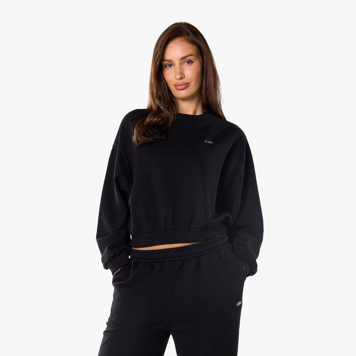 Essential Logo Sweatshirt Tracksuit | Black