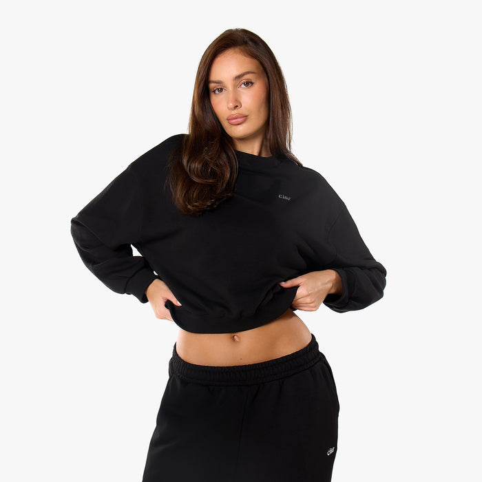 Essential Logo Sweatshirt Tracksuit | Black
