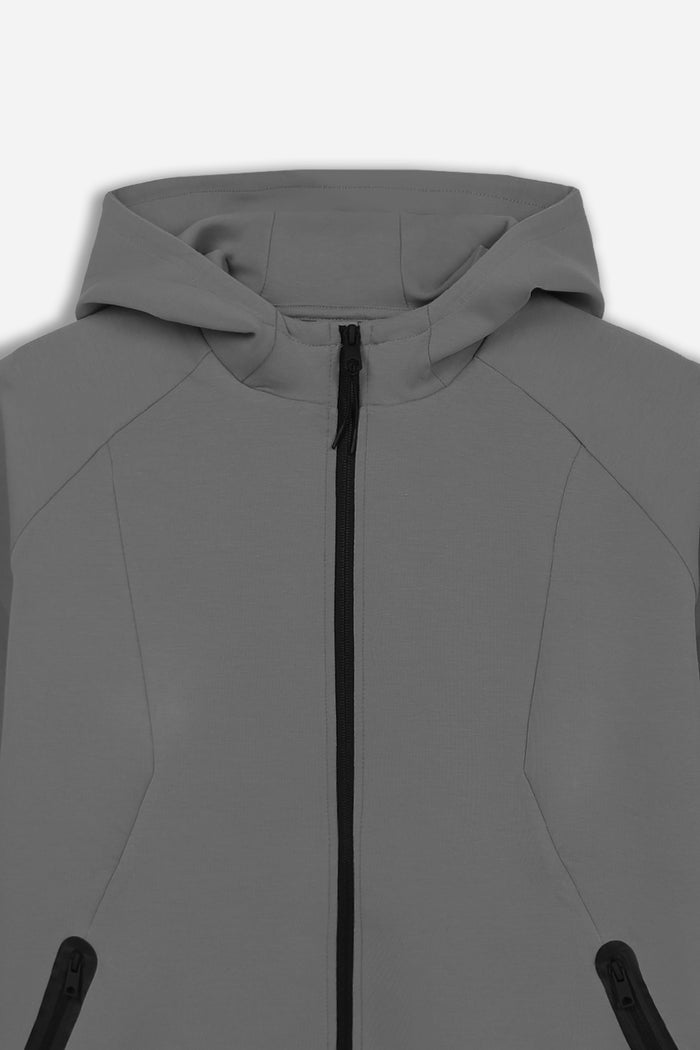 FELPA CON CAPPUCCIO E TASCHE GRIGIO SCURO