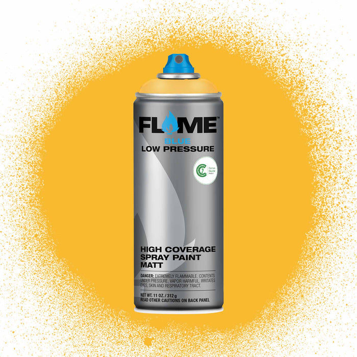 Flame spray paint can on a yellow background.
