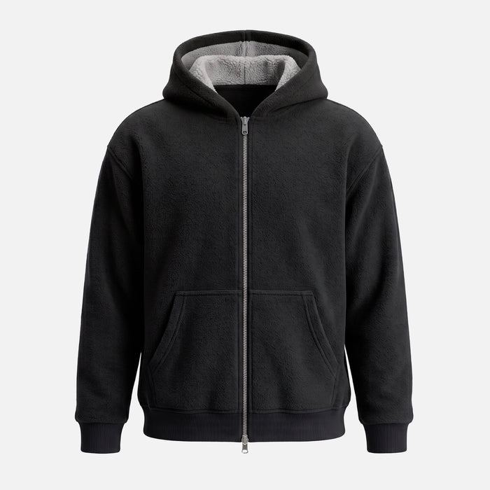 Fleece Lined Hoodie Relaxed Fit | Black