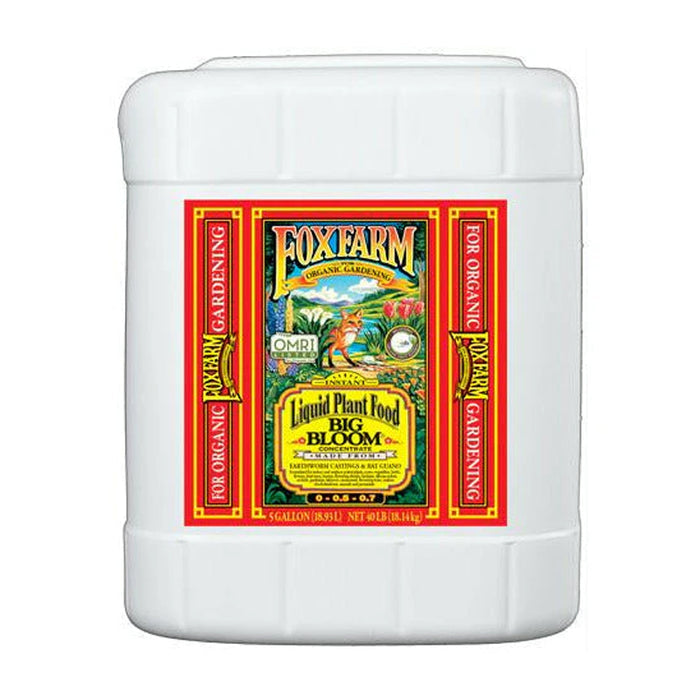 foxfarm bigbloom 5gal bottle on white background