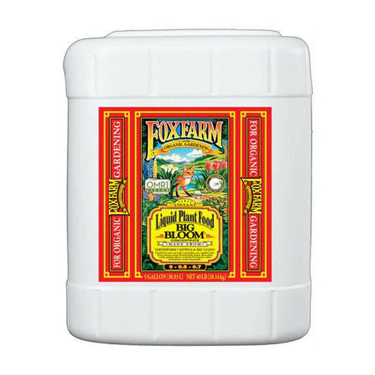 foxfarm bigbloom 5gal bottle on white background