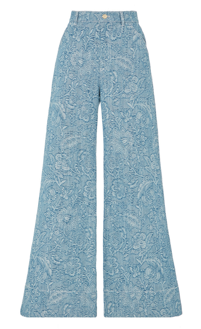 Francis Denim Wide-Leg Trousers - Washed Blue