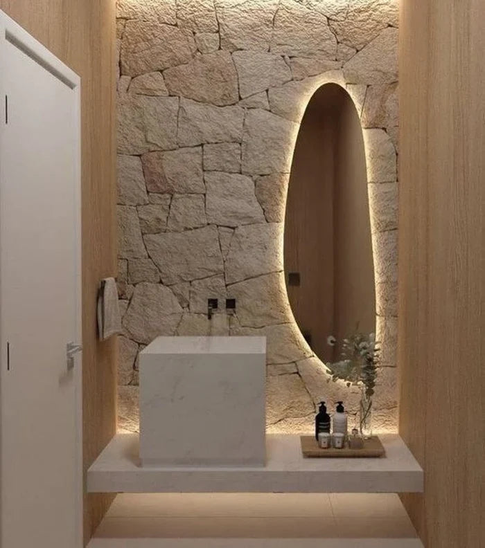 Full Length Asymmetrical Led Mirror With Touch Sensor (3 Lights Integrated)