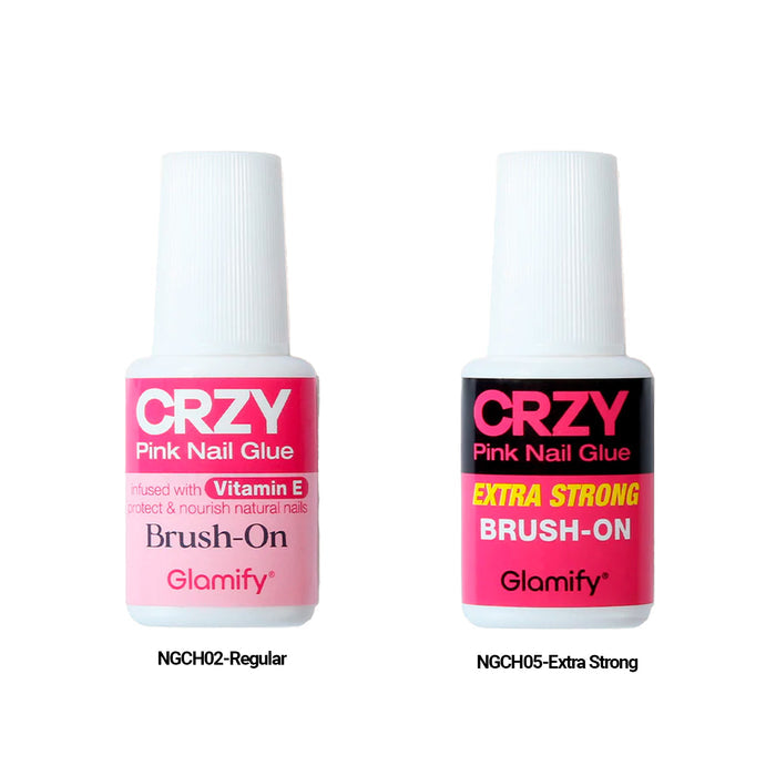 Glamify Crzyhold Pink Brush On Nail Glue 0.24oz/ 7g