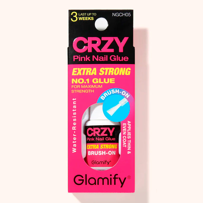 Glamify Crzyhold Pink Brush On Nail Glue 0.24oz/ 7g