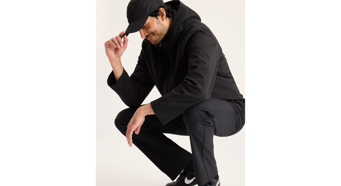 View of model wearing Beautiful Black Go Airweave 5-Pocket, Straight Fit.