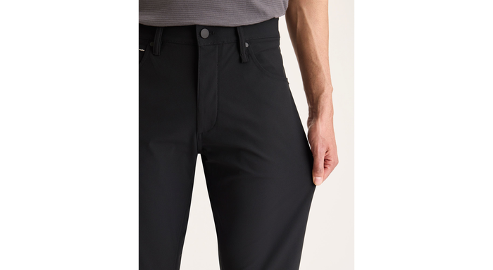View of model wearing Beautiful Black Go Airweave 5-Pocket, Straight Fit.