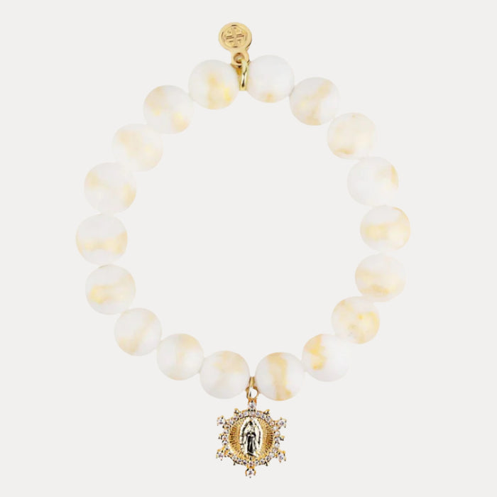 Ivory Grace Beaded Bracelet with Virgin of Guadalupe | BuDhaGirl