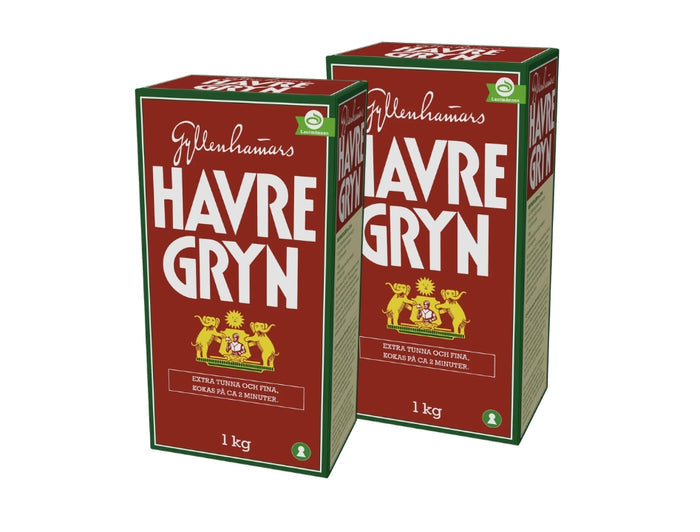 Gyllenhammars Havregryn 2 × 1kg (2 × 35.27 oz) – Authentic Swedish Whole Grain Rolled Oats