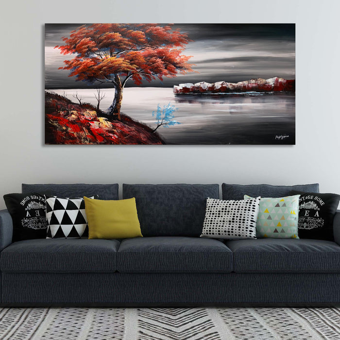 Handmade Oil Painting of Landscape  on Stretched Canvas