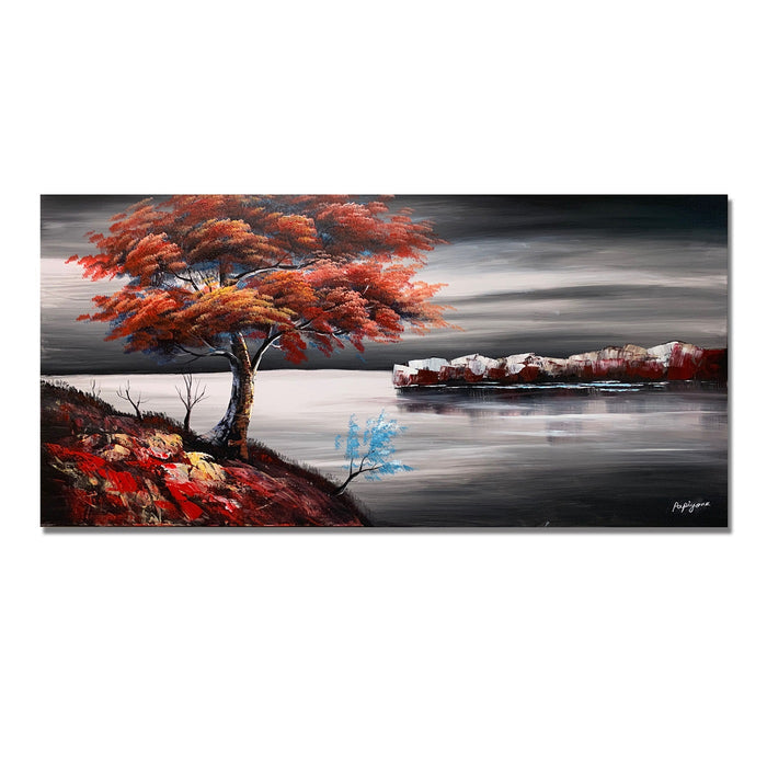 Handmade Oil Painting of Landscape  on Stretched Canvas