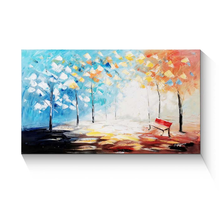 Handmade Oil Painting of Large Landscape View on Stretched Canvas