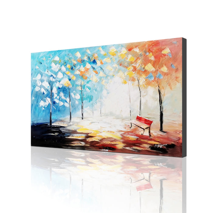 Handmade Oil Painting of Large Landscape View on Stretched Canvas