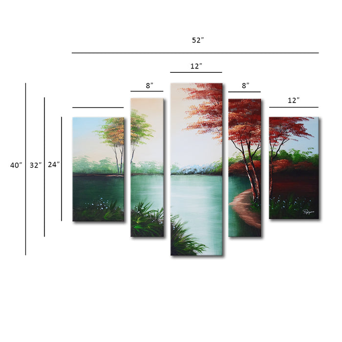 Handmade Oil Painting on Stretched Canvas of Landscape in Group