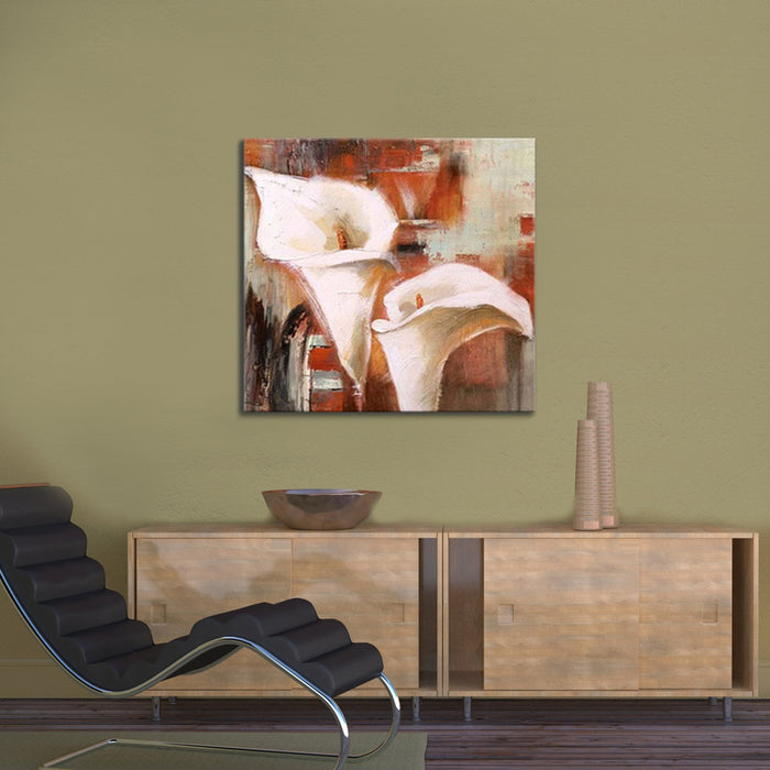 Handmade Oil Painting on Stretched Canvas of Lily Flowers