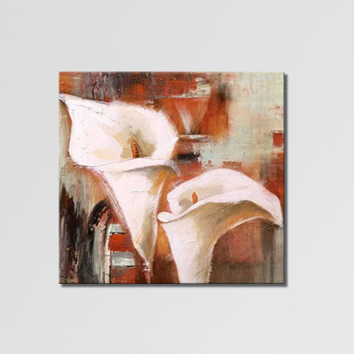 Handmade Oil Painting on Stretched Canvas of Lily Flowers